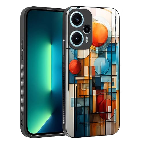 YUXING Hülle für Xiaomi Poco F5 5G - Abstraktes Geometrie Muster Design Handyhülle Dünn Kratzfest Glas Rückseite, rutschfest Stoßfeste Schutzhülle (Abstact Art,02) von YUXING