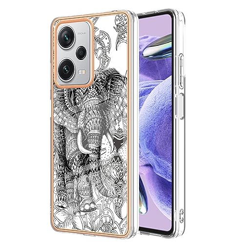 YUXING Hülle für Xiaomi Redmi Note 12 Pro Plus 5G / 12 Pro+ 5G,Nie Vergilbung Muster Design Handyhülle Case Cover, Robuste TPU Stoßfeste Kratzfeste Schutzhülle | Elephant von YUXING