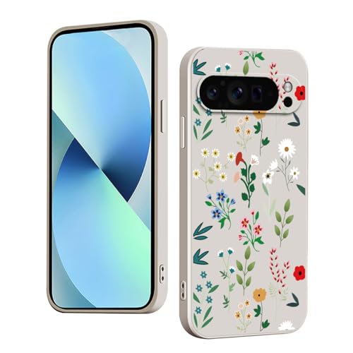 YUXING Silikon Hülle für Google Pixel 9 Pro, Mode Muster Niedlich Handyhülle, Stoßfest, rutschfest, Langlebige, Ultra Dünn Schutzhülle (Floral,White) von YUXING