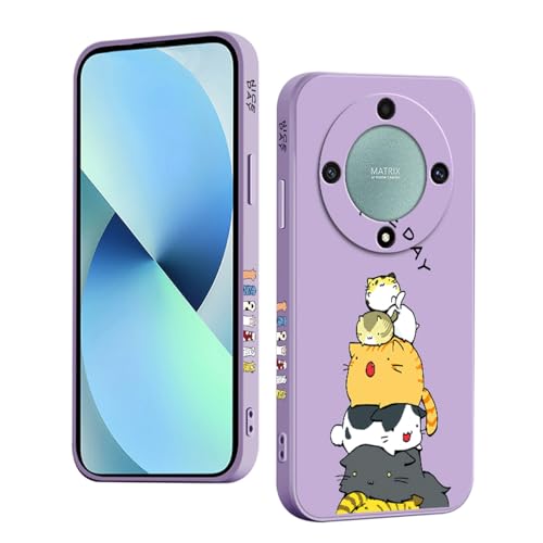 YUXING Silikon Hülle für Honor Magic 5 Lite 5G / Magic5 Lite 5G, Mode Muster Niedlich Handyhülle, Stoßfest, rutschfest, Langlebige, Ultra Dünn Schutzhülle (Cat,Purple) von YUXING