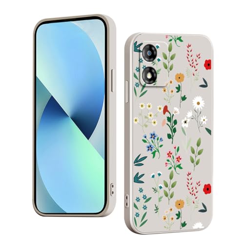 YUXING Silikon Hülle für Motorola Moto E13, Mode Muster Niedlich Handyhülle, Stoßfest, rutschfest, Langlebige, Ultra Dünn Schutzhülle (Floral,White) von YUXING