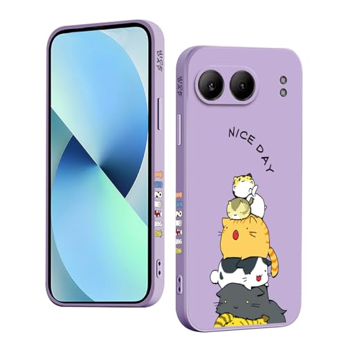 YUXING Silikon Hülle für OnePlus Nord 4 5G, Mode Muster Niedlich Handyhülle, Stoßfest, rutschfest, Langlebige, Ultra Dünn Schutzhülle (Cat,Purple) von YUXING