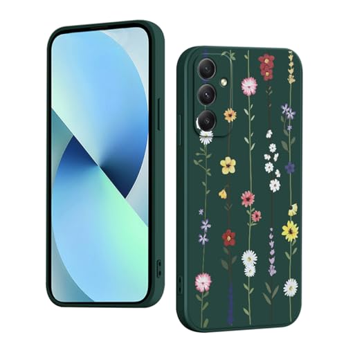 YUXING Silikon Hülle für Samsung Galaxy A25 5G, Mode Muster Niedlich Handyhülle, Stoßfest, rutschfest, Langlebige, Ultra Dünn Schutzhülle (Flower,Green) von YUXING