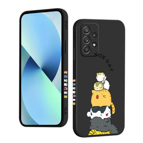 YUXING Silikon Hülle für Samsung Galaxy A52 / A52 5G / A52s 5G, Mode Muster Niedlich Handyhülle, Stoßfest, rutschfest, Langlebige, Ultra Dünn Schutzhülle (Cat,Black) von YUXING