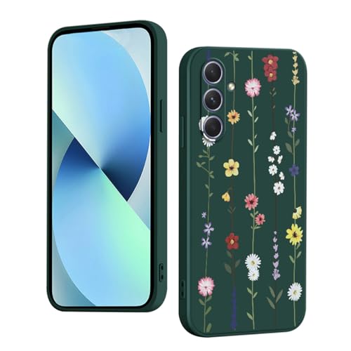 YUXING Silikon Hülle für Samsung Galaxy A54 5G, Mode Muster Niedlich Handyhülle, Stoßfest, rutschfest, Langlebige, Ultra Dünn Schutzhülle (Flower,Green) von YUXING