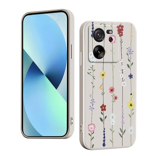 YUXING Silikon Hülle für Xiaomi 13T / Xiaomi 13T Pro, Mode Muster Niedlich Handyhülle, Stoßfest, rutschfest, Langlebige, Ultra Dünn Schutzhülle (Flower,White) von YUXING