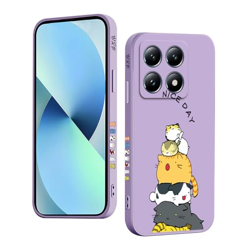 YUXING Silikon Hülle für Xiaomi 14T Pro 5G, Mode Muster Niedlich Handyhülle, Stoßfest, rutschfest, Langlebige, Ultra Dünn Schutzhülle (Cat,Purple) von YUXING
