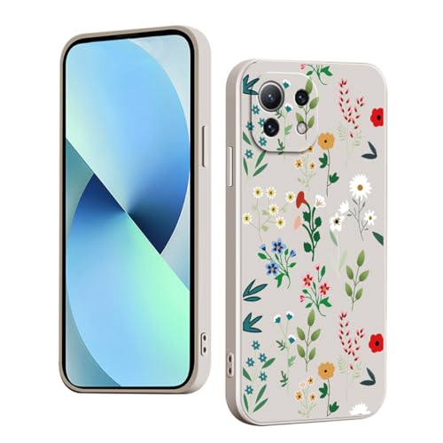 YUXING Silikon Hülle für Xiaomi Mi 11 Lite 4G / 5G / 5G NE, Mode Muster Niedlich Handyhülle, Stoßfest, rutschfest, Langlebige, Ultra Dünn Schutzhülle (Floral,White) von YUXING