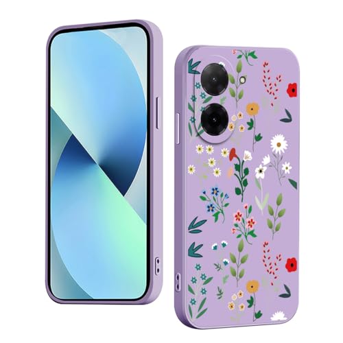 YUXING Silikon Hülle für Xiaomi Redmi A5 4G, Mode Muster Niedlich Handyhülle, Stoßfest, rutschfest, Langlebige, Ultra Dünn Schutzhülle (Floral,Purple) von YUXING