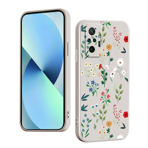 YUXING Silikon Hülle für Xiaomi Redmi Note 10 Pro 4G, Mode Muster Niedlich Handyhülle, Stoßfest, rutschfest, Langlebige, Ultra Dünn Schutzhülle (Floral,White) von YUXING