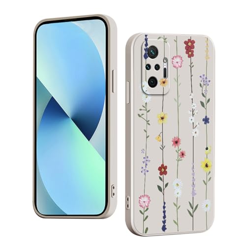 YUXING Silikon Hülle für Xiaomi Redmi Note 10 Pro 4G, Mode Muster Niedlich Handyhülle, Stoßfest, rutschfest, Langlebige, Ultra Dünn Schutzhülle (Flower,White) von YUXING