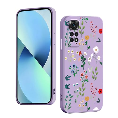 YUXING Silikon Hülle für Xiaomi Redmi Note 11S 5G, Mode Muster Niedlich Handyhülle, Stoßfest, rutschfest, Langlebige, Ultra Dünn Schutzhülle (Floral,Purple) von YUXING