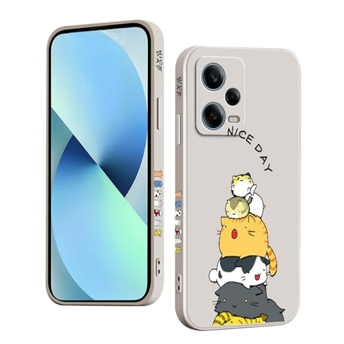 YUXING Silikon Hülle für Xiaomi Redmi Note 12 Pro 5G, Mode Muster Niedlich Handyhülle, Stoßfest, rutschfest, Langlebige, Ultra Dünn Schutzhülle (Cat,White) von YUXING