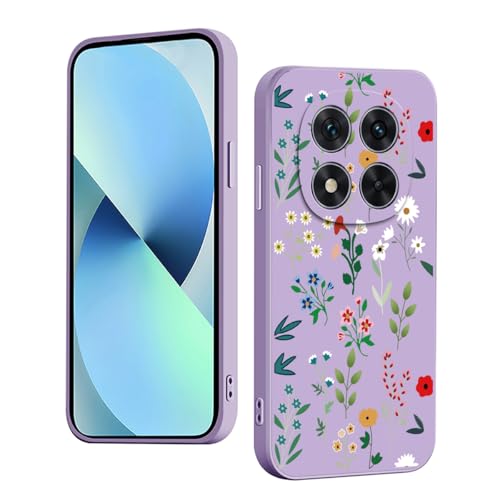 YUXING Silikon Hülle für Xiaomi Redmi Note 14 Pro 5G / Poco X7 5G, Mode Muster Niedlich Handyhülle, Stoßfest, rutschfest, Langlebige, Ultra Dünn Schutzhülle (Floral,Purple) von YUXING
