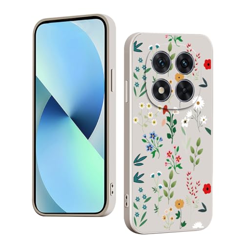 YUXING Silikon Hülle für Xiaomi Redmi Note 14 Pro 5G / Poco X7 5G, Mode Muster Niedlich Handyhülle, Stoßfest, rutschfest, Langlebige, Ultra Dünn Schutzhülle (Floral,White) von YUXING