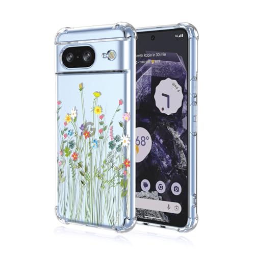 YUXING Transparente Hülle für Google Pixel 8 - Cute Cool Muster Design Dünn Schutzhülle Weiche Clear TPU Stoßfester Bumper HandyHülle (Flower Bush) von YUXING