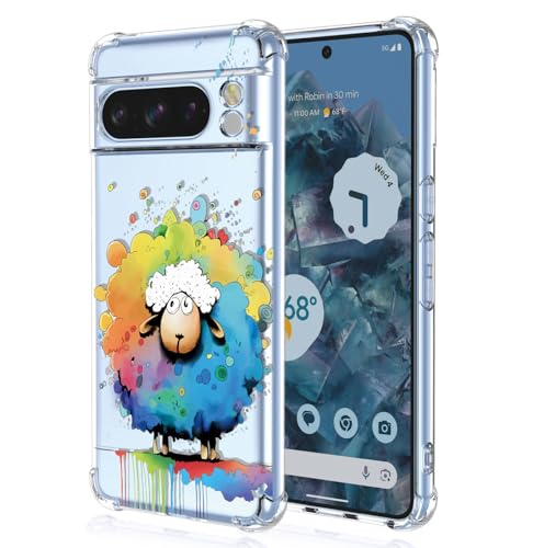 YUXING Transparente Hülle für Google Pixel 8 Pro - Cute Cool Muster Design Dünn Schutzhülle Weiche Clear TPU Stoßfester Bumper HandyHülle (Sheep) von YUXING