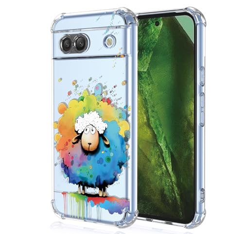 YUXING Transparente Hülle für Google Pixel 8a - Cute Cool Muster Design Dünn Schutzhülle Weiche Clear TPU Stoßfester Bumper HandyHülle (Sheep) von YUXING