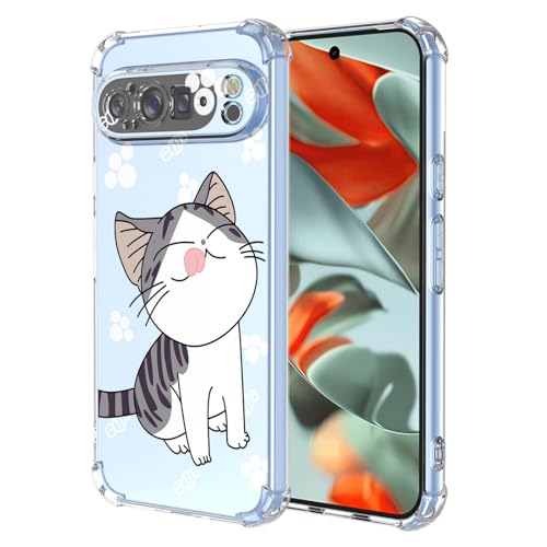 YUXING Transparente Hülle für Google Pixel 9 Pro XL - Cute Cool Muster Design Dünn Schutzhülle Weiche Clear TPU Stoßfester Bumper HandyHülle (Cat) von YUXING