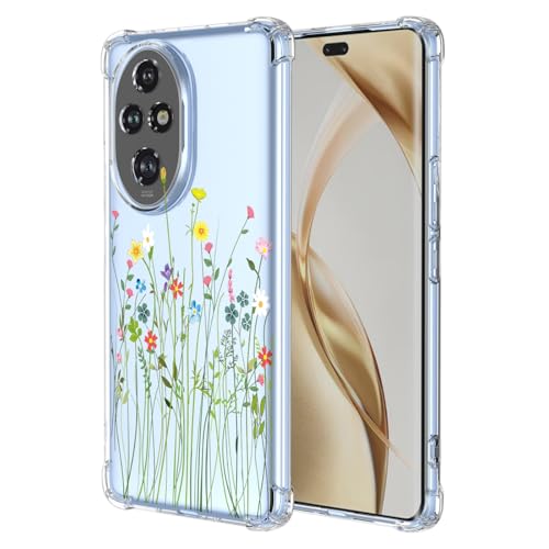 YUXING Transparente Hülle für Honor 200 Pro 5G - Cute Cool Muster Design Dünn Schutzhülle Weiche Clear TPU Stoßfester Bumper HandyHülle (Flower Bush) von YUXING