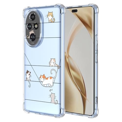 YUXING Transparente Hülle für Honor 200 Pro 5G - Cute Cool Muster Design Dünn Schutzhülle Weiche Clear TPU Stoßfester Bumper HandyHülle (Kitten) von YUXING
