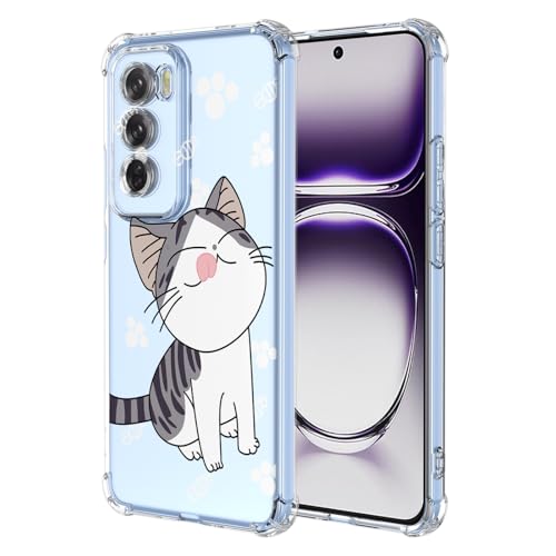 YUXING Transparente Hülle für Oppo Reno 12 5G / Reno12 5G - Cute Cool Muster Design Dünn Schutzhülle Weiche Clear TPU Stoßfester Bumper HandyHülle (Cat) von YUXING