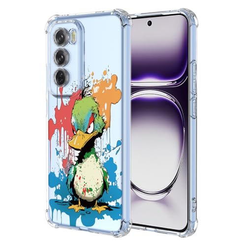 YUXING Transparente Hülle für Oppo Reno 12 5G / Reno12 5G - Cute Cool Muster Design Dünn Schutzhülle Weiche Clear TPU Stoßfester Bumper HandyHülle (Duck) von YUXING