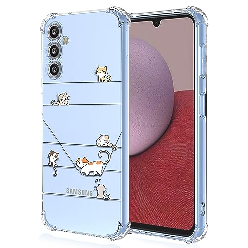 YUXING Transparente Hülle für Samsung Galaxy A14 4G/5G - Cute Cool Muster Design Dünn Schutzhülle Weiche Clear TPU Stoßfester Bumper HandyHülle (Kitten) von YUXING