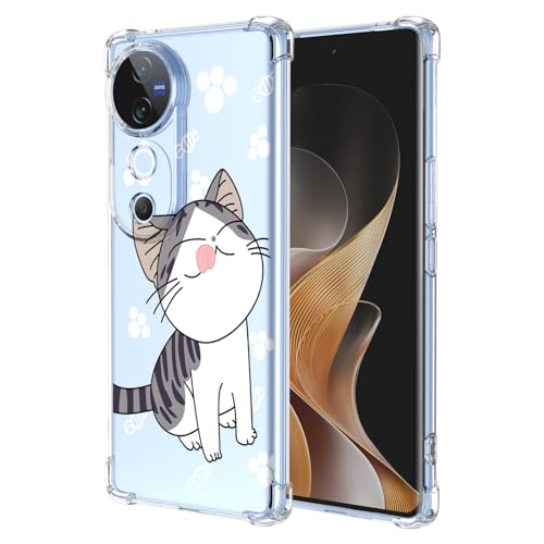 YUXING Transparente Hülle für Vivo V40 5G - Cute Cool Muster Design Dünn Schutzhülle Weiche Clear TPU Stoßfester Bumper HandyHülle (Cat) von YUXING