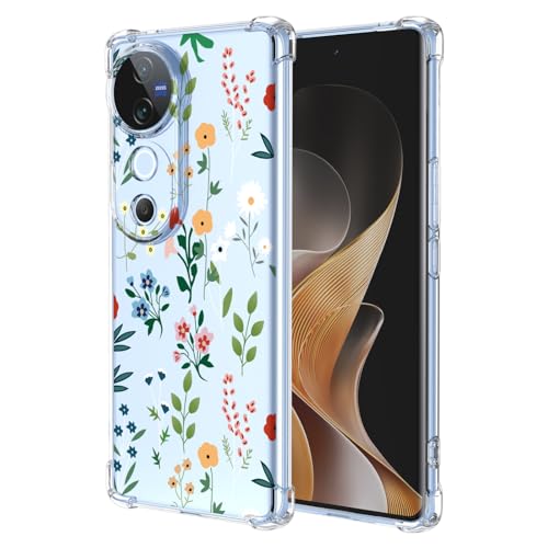 YUXING Transparente Hülle für Vivo V40 5G - Cute Cool Muster Design Dünn Schutzhülle Weiche Clear TPU Stoßfester Bumper HandyHülle (Flower Art) von YUXING