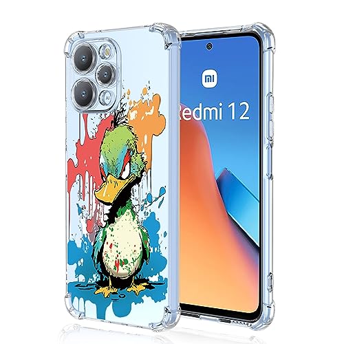 YUXING Transparente Hülle für Xiaomi Redmi 12 4G - Cute Cool Muster Design Dünn Schutzhülle Weiche Clear TPU Stoßfester Bumper HandyHülle (Duck) von YUXING