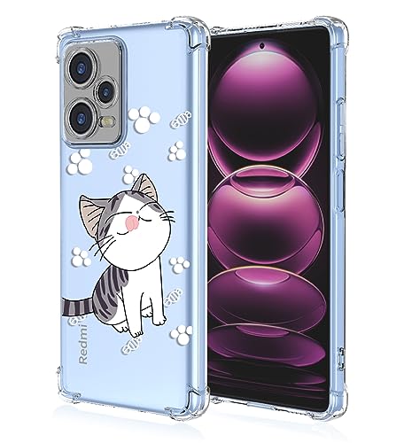 YUXING Transparente Hülle für Xiaomi Redmi Note 12 Pro 5G - Cute Cool Muster Design Dünn Schutzhülle Weiche Clear TPU Stoßfester Bumper HandyHülle (Cat) von YUXING