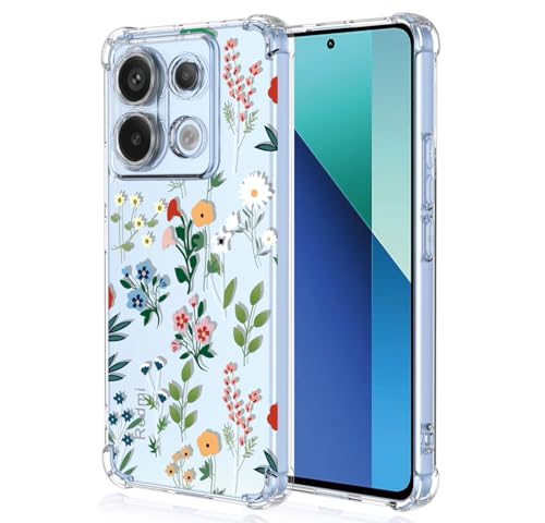 YUXING Transparente Hülle für Xiaomi Redmi Note 13 5G - Cute Cool Muster Design Dünn Schutzhülle Weiche Clear TPU Stoßfester Bumper HandyHülle (Flower Art) von YUXING