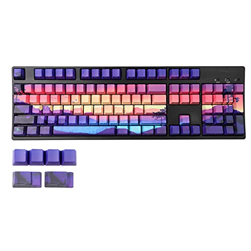 YUYAN PBT OEM Profil-Tastenkappe 128 Tasten Farbstoffsublimation Tastenkappen für mechanische Tastatur MX Schalter lila Sonnenuntergänge Landschaft Thema von YUYAN