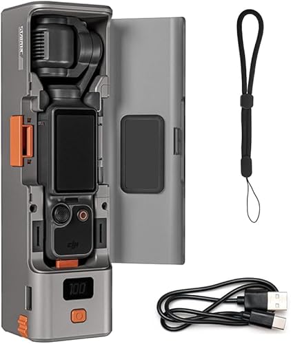 Tragbares Ladegerät, Akku-Schnellladegerät für D-JI Pocket 3, integriertes 9000 mAh mit LED-Display, Ladekabel und Handschlaufe, kann 2 SD-Karten und 3 Filter aufbewahren Tragbares Ladegerät, Akku-Schnellladegerät für D-JI Pocket 3, integriertes 9000 mAh mit LED-Display, Ladekabel und Handschlaufe, kann 2 SD-Karten und 3 Filter aufbewahren von YUYQAQ