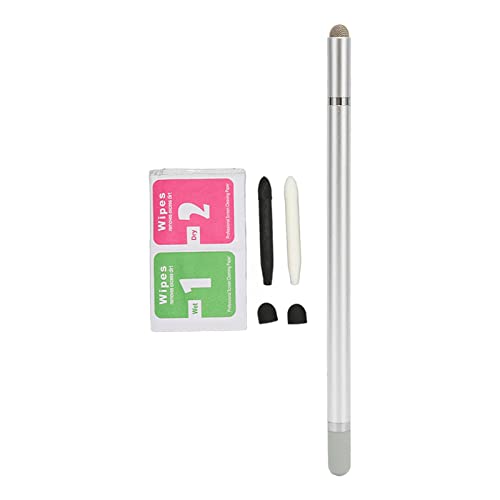 Kapazitiver Stift-Touchscreen-Stift Präzise Positionierung ohne Verzögerung 3-in-1 Multifunktional Stylus mit 2 Fasernibs für Mobiltelefon Tablet Smart Device (Silver) von YUYTE