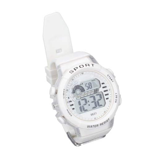 YUYTE Digitale Sportuhr, 7-Farben-LED, Wasserdicht 50 M, Alarm, Stoppuhr, Hintergrundbeleuchtung, Zeitmanagement für Kinder, weiß, PU-Armband YUYTE Digitale Sportuhr, 7-Farben-LED, Wasserdicht 50 M, Alarm, Stoppuhr, Hintergrundbeleuchtung, Zeitmanagement für Kinder, weiß, PU-Armband von YUYTE
