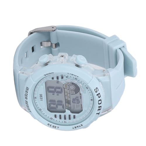YUYTE Kinderuhr, 7 Farben LED 50M Wasserdichter Alarmkalender Stoppuhr für Kinder mit PU-Band, Hellblau YUYTE Kinderuhr, 7 Farben LED 50M Wasserdichter Alarmkalender Stoppuhr für Kinder mit PU-Band, Hellblau von YUYTE
