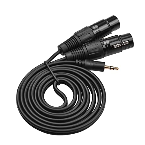 Mikrofonkabel, 3,5mm auf Dual-XLR-Kabel, Männlich 1/8 Zoll TRS Adapter Stereo-Mikrofonkabel, 4,9 Ft für Pro-Audiogeräte, Mixer, Lautsprecher, Equilizer (Weiblich) von YUYTE