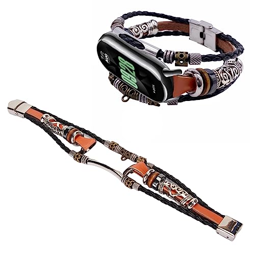 YUYTE Smart-Armband-Armband-Set mit Schraubendreher, Hautschweißbeständig, Verschleißfest, Vintage-Armband aus Lederlegierung, Armband-Armband, Smart-Armband-Armband-Set (Braun) von YUYTE