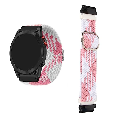 YUYTE Verstellbares Nylon-Uhrenarmband für 7S, 6S, 5S, Atmungsaktiv, Leicht, Geeignet Zum Schwimmen und Sport, für Damen und Herren (Rosa Weiß) von YUYTE