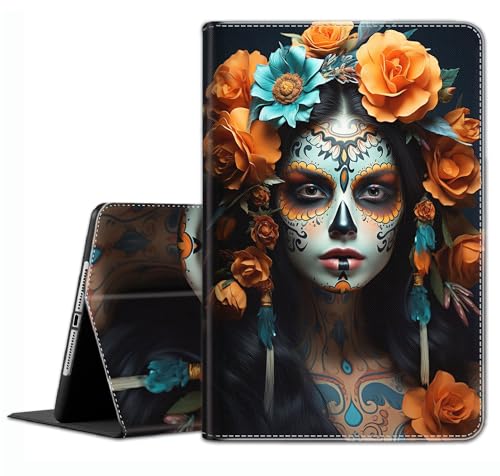 Schutzhülle für iPad (A16) 11. Generation 27,9 cm (11 Zoll) (2025), iPad 10. Generation 11 Zoll (2022) – Slim Fit Stand-Cover mit automatischer Sleep/Wake-Funktion, Blumenmädchen-Schädel. von YVBHCGGGF