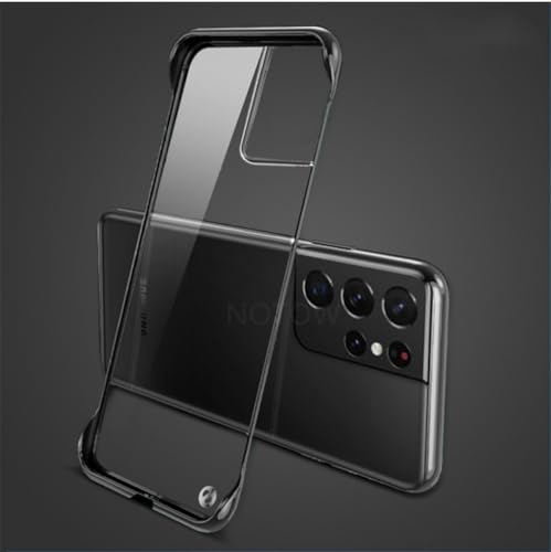 Transparente PC-Hartbeschichtung, rahmenlose Handyhülle für Samsung Galaxy S20 S21 S22 S23 S24Ultra Note20 10Plus, randlose, dünne Hülle, Schwarz, S10 Plus von YVWUNH