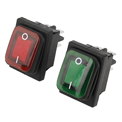 4 Stück Wippschalter 4 Pin 2 Position 220V ON-OFF Snap Wasserdicht Staubdicht Rot Grün Lampe Rocker Switch von YWBL-WH