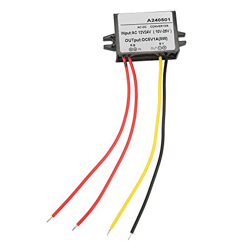 AC 12 V 24 V auf DC 5 V Abwärtswandler, Spannungsregler-Leistungsmodul mit Wasserdichtem Überstromschutz für Auto-Bildschirm, Kamera, Lüfter, Motor, Router (1A) von YWBL-WH