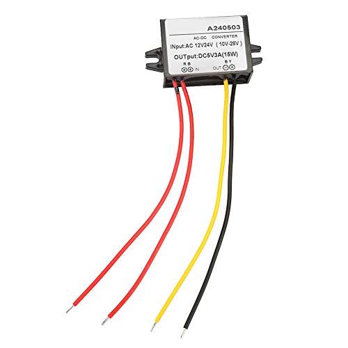AC 12 V 24 V auf DC 5 V Abwärtswandler, Spannungsregler-Leistungsmodul mit Wasserdichtem Überstromschutz für Auto-Bildschirm, Kamera, Lüfter, Motor, Router (3A) von YWBL-WH