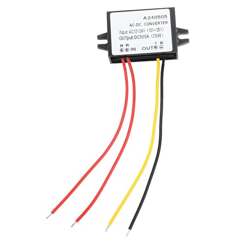 AC 12 V 24 V auf DC 5 V Abwärtswandler, Spannungsregler-Leistungsmodul mit Wasserdichtem Überstromschutz für Auto-Bildschirm, Kamera, Lüfter, Motor, Router (5A) von YWBL-WH