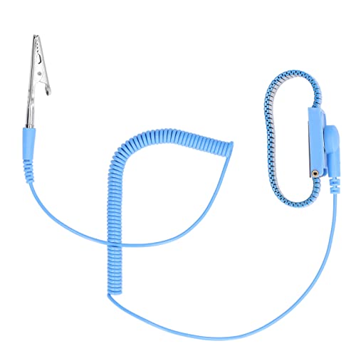 Antistatisches Armband für Armband und 1 M Ohm für Kabel – 1,8 M Erdungskabel – Inklusive Metall-Handgelenkband und Blauer Erdung (Armband blau) von YWBL-WH