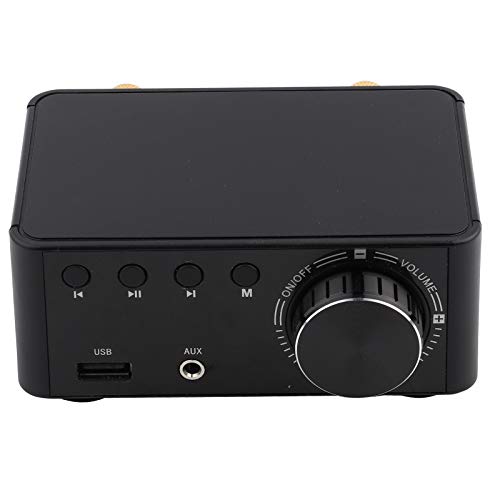 Bluetooth 5.0 Stereo Audio 2-Kanal-Verstärker Empfänger Mini-HiFi-Klasse Integrierter Verstärker für Heimlautsprecher 50 W x 2 mit Bass- und Höhenregelung(schwarz) von YWBL-WH