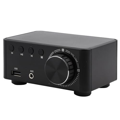 Bluetooth 5.0 Stereo Audio 2-Kanal-Verstärker Empfänger Mini-HiFi-Klasse Integrierter Verstärker für Heimlautsprecher 50 W x 2 mit Bass- und Höhenregelung(schwarz) von YWBL-WH